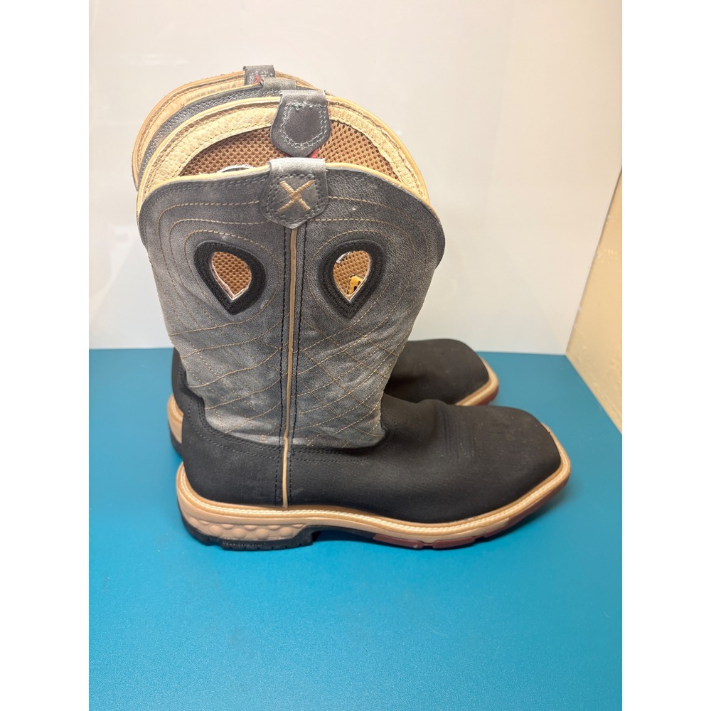 Twisted X Mens 12EE Black Charcoal Gray Wide Square Alloy Toe Work Boots